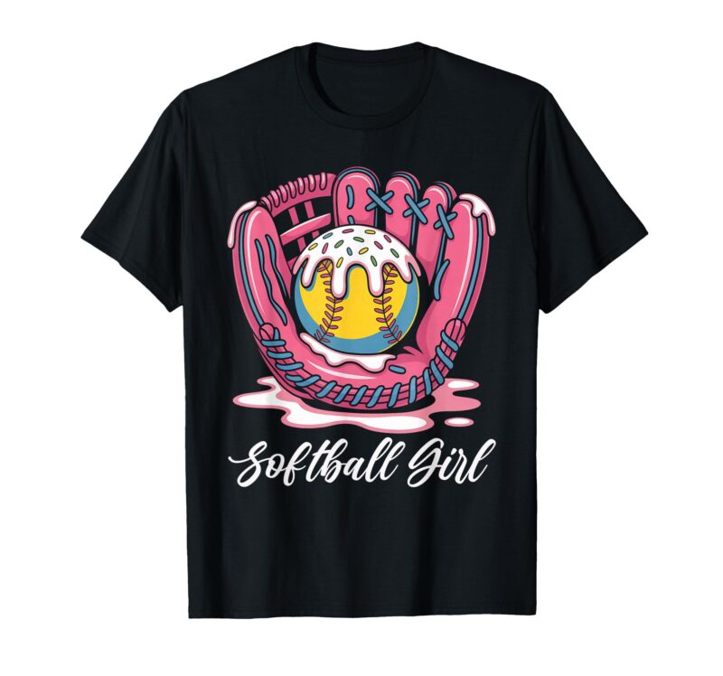 Sapelle Shirt Softball Player Girl Ice Cream Softball Drip T-Shirt