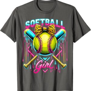 Softball Player Girl Ice Cream Softball Drip T-Shirt Sapelle Shirt