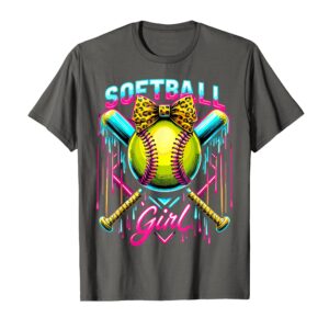 Softball Player Girl Ice Cream Softball Drip T-Shirt Sapelle Shirt