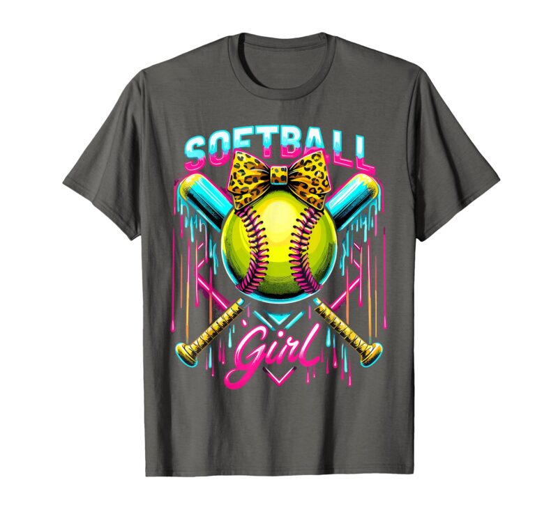 Softball Player Girl Ice Cream Softball Drip T-Shirt Sapelle Shirt