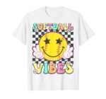 Softball Vibes Retro Groovy Game Day T-Shirt for Women and Girls Sapelle Shirt