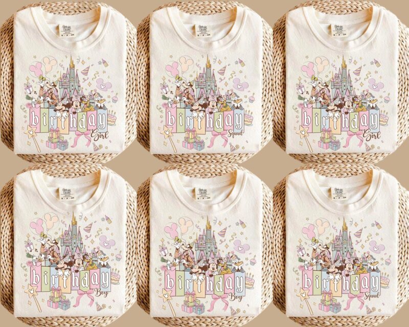 Vintage Disney Mickey and Friends Castle Birthday Girl Graphic Tee for Disneyland or Magic Kingdom Trips