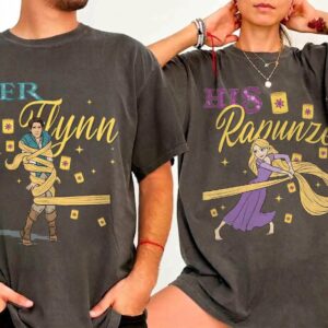 Vintage Tangled Rapunzel & Flynn Rider Couple Graphic Tee for Disneyland Trips