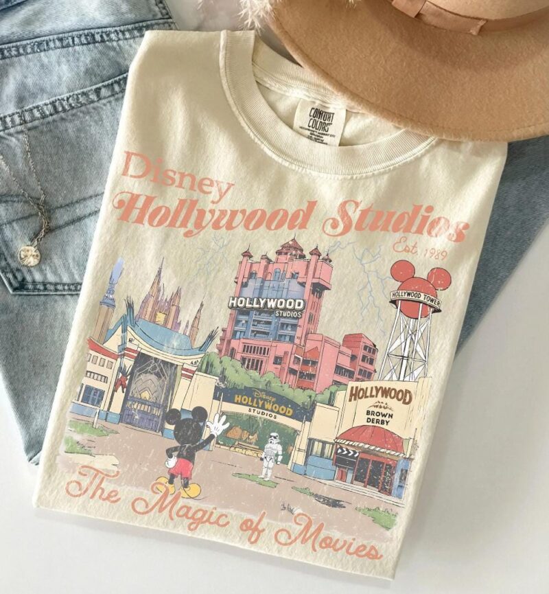 Vintage-Tower-of-Terror-Disney-Graphic-Tee-with-Mickey-Friends-Hollywood-Studios-Retro-Family-Trip Vintage Tower of Terror Disney Graphic Tee with Mickey & Friends