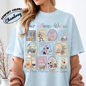 Walt Disney World EPCOT Countries Stamp Graphic Tee for Disney Travel and Family Vacations