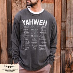 Yahweh Hebrew Names of God Long Sleeve Shirt, Faith Apparel, Comfort Colors T-Shirt