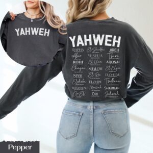 Yahweh Shirt, Names of God Long Sleeve T-Shirt, Christian Faith Apparel, Unisex Relaxed Fit