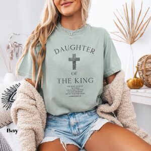 Daughter of the King Comfort Colors T-Shirt with Thumbprint Cross, Christian Child of God Shirt