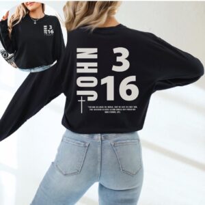 John 3 16 Comfort Colors Long Sleeve T-Shirt, Christian Jesus Worship Bible Verse Shirt