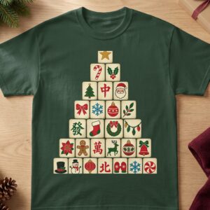 Mahjong Christmas Tree Tiles Sweatshirt Holiday Board Game Player Chinese Winter Season Graphic Art