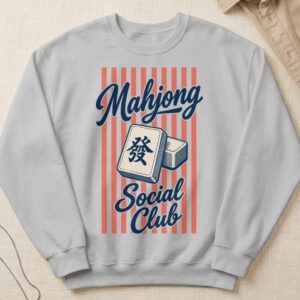 Mahjong Social Club Graphic Retro Tile Design Striped Game Night Player All Apparel