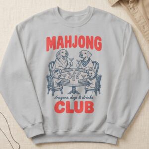 Dogs Playing Mahjong Club Game Night Golden Retriever French Bulldog Graphic Shirt