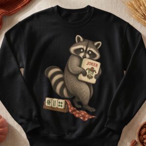 Mahjong Joker Tile Heist Raccoon Graphic Apparel American Mahjongg Player Game Night Print