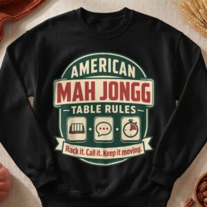 American Mah Jongg Table Rules Apparel Retro Tile Game Rack Call Keep Moving Graphic