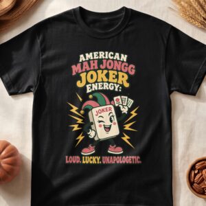 American Mah Jongg Joker Energy Loud Lucky Unapologetic Retro Cartoon Tile Graphic Print Apparel