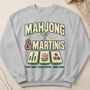 Mahjong And Martinis Apparel Retro Mahjong Tiles Graphic Martini Cocktail Olive Same Pour Table