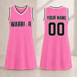 Custom-Breast-Cancer-Warrior-Jersey-Dress-Personalized-Pink-Ribbon-Basketball-Dress-Women39s-Awareness-Game-Day-Outfit-Gift-Cancer-Fighter-2 Custom Pink Basketball Dress