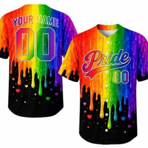 Custom LGBTQ Rainbow Pride Month Baseball Jersey Graphic Tee - Sapelle