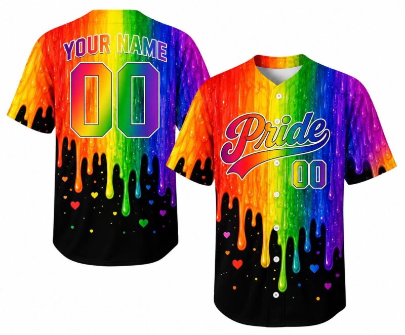 Custom LGBTQ Rainbow Pride Month Baseball Jersey Graphic Tee - Sapelle