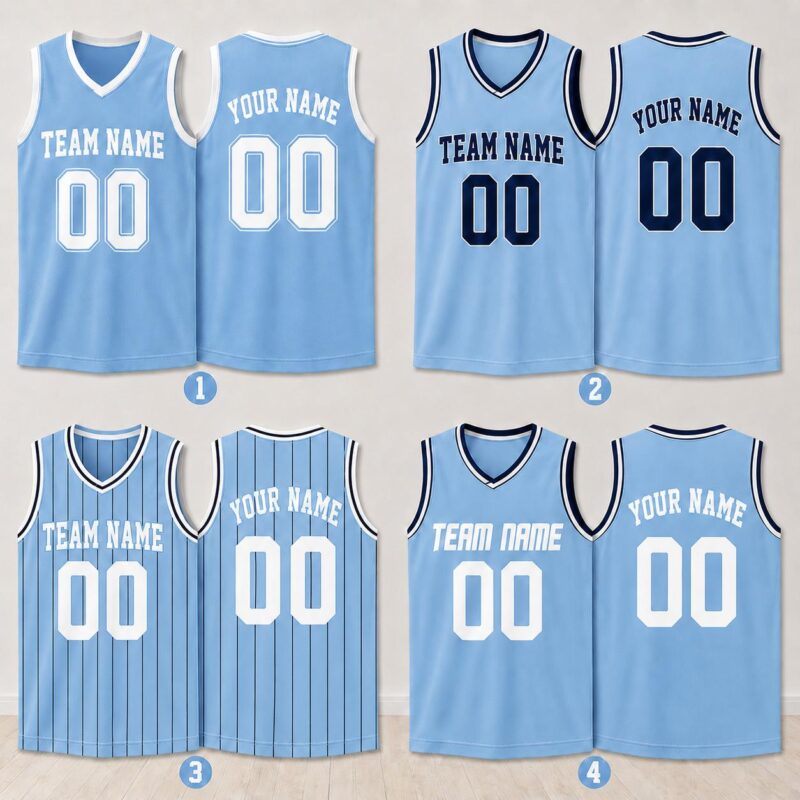 Custom Light Blue Basketball Jersey Name & Number Graphic Tee - Sapelle