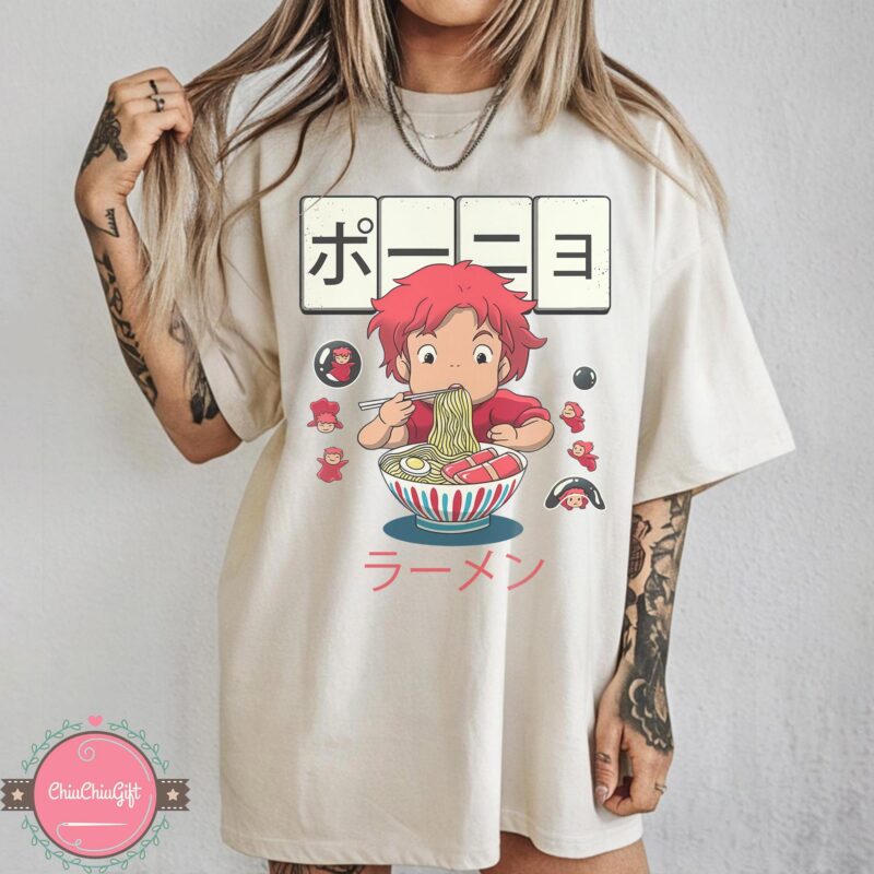 Cute-Ponyo-Ramen-Graphic-Tee-by-Sapelle Cute Ponyo Ramen Graphic Tee by Sapelle