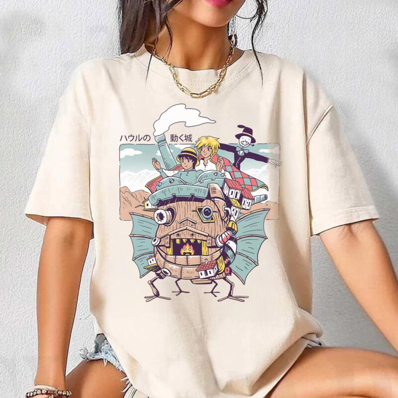 Howls-Moving-Castle-Y2K-Graphic-Tee-by-Sapelle Howl's Moving Castle Y2K Graphic Tee by Sapelle