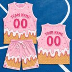 Ice Cream Basketball Uniform Custom Jersey Set Graphic Tee by Sapelle