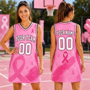 Personalized Breast Cancer Awareness Basketball Jersey Dress
