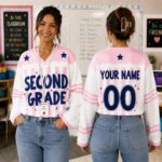 Personalized-Custom-Grade-Teacher-Hockey-Jersey-Back-to-School-Teacher-Shirt-Custom-Name-Number-School-Spirit-Jersey-Gift-Teacher-Shirt Personalized Custom Grade Teacher Hockey Jersey