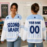 Custom Name & Number School Spirit Jersey Gift Teacher Shirt