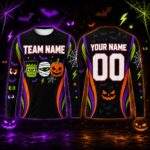 Personalized-Halloween-Team-Long-Sleeve-Shirt-Custom-Name-Number-Spooky-Jersey-Monster-Pumpkin-Halloween-Shirt-Family-Team-Halloween-Gift Personalized Halloween Team Long Sleeve Shirt