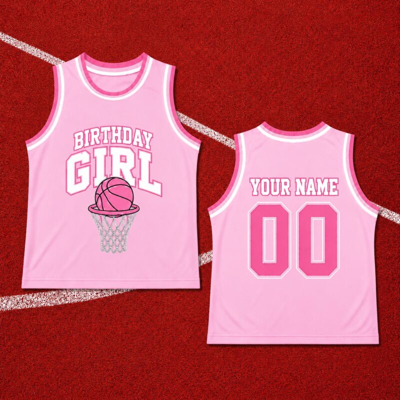 Sapelle Pink Basketball Birthday Graphic Tee for Girls Sports Party Tank Top Gift