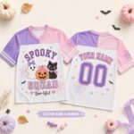 Personalized-Spooky-Squad-Mesh-Jersey-Custom-Name-Number-Halloween-Jersey-Ghost-Pumpkin-Cat-Shirt-Girls-Halloween-Jersey-Boo-tiful-Gift Personalized Spooky Squad Mesh Jersey