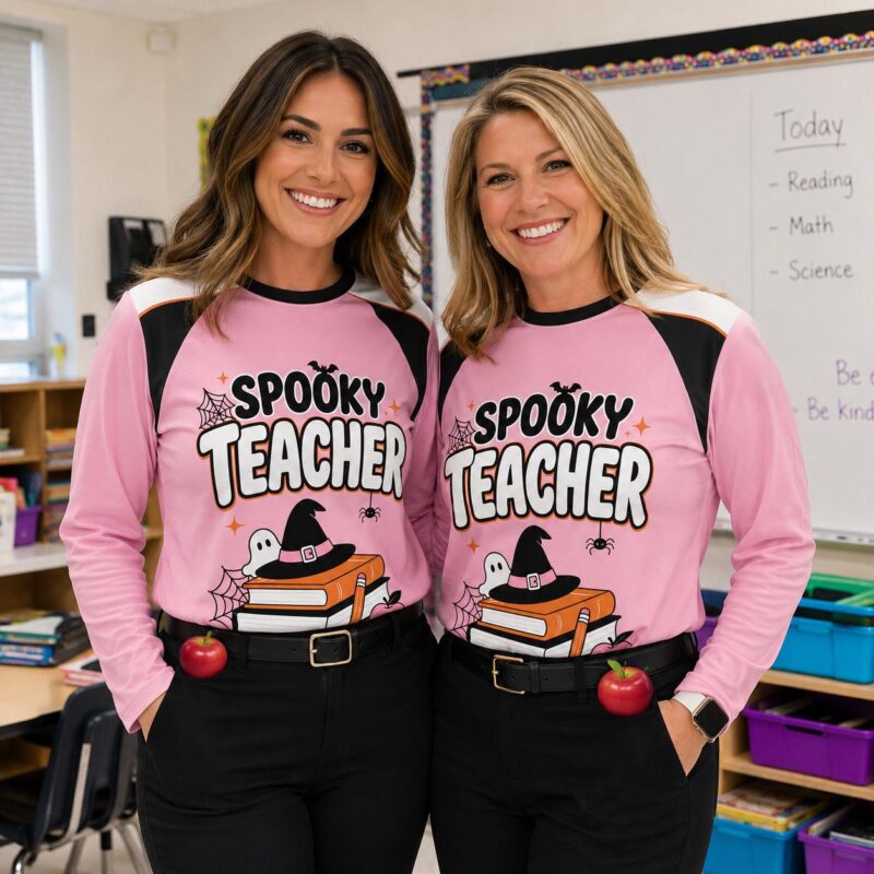 Sapelle Spooky Teacher Halloween Long Sleeve Graphic Tee