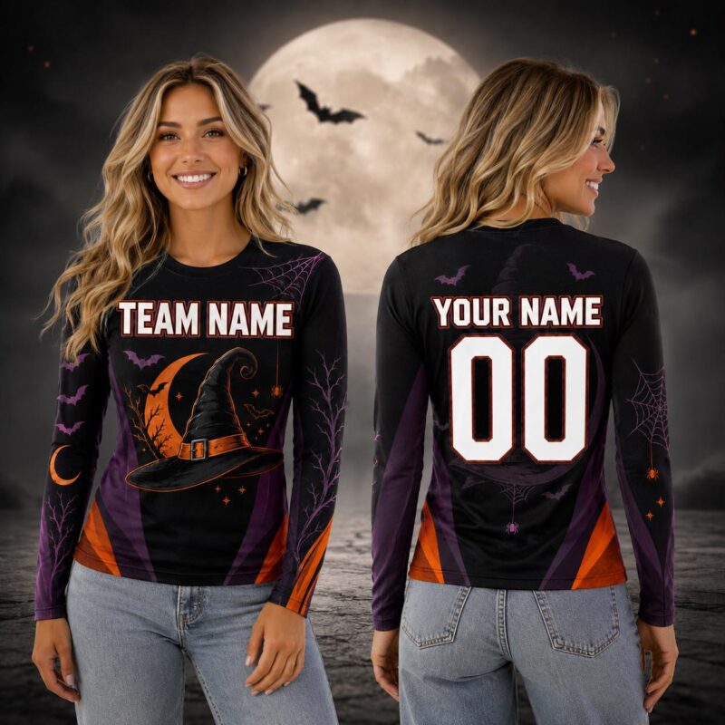 Personalized Witch Halloween Long Sleeve Jersey