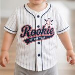 Rookie-of-The-Birthday-Jersey-Shirt-Rookie-Baseball-Birthday-Jersey-Rookie-Family-Jersey-First-Birthday-Boy-Shirt-Mom-Baseball-Jersey Custom Name Rookie Baseball First Birthday Graphic Tee for Baby Boy & Family Matching Sapelle