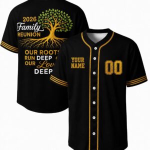 Sapelle 2026 Family Reunion Graphic Tee Custom Baseball Jersey Our Roots Run Deep