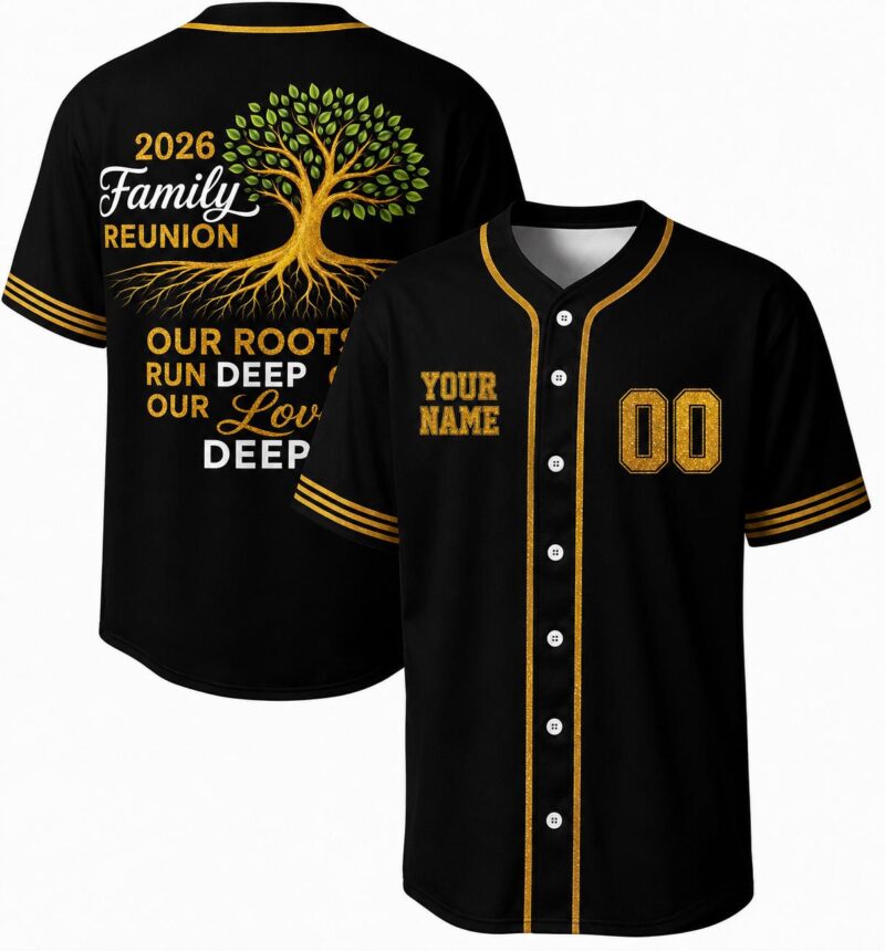 Sapelle 2026 Family Reunion Graphic Tee Custom Baseball Jersey Our Roots Run Deep