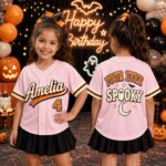 Sapelle 4th Halloween Birthday Baseball Jersey Graphic Tee