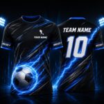 Sapelle-Black-Blue-Lightning-Football-Uniform-Custom-Soccer-Graphic-Tee-Youth-Adult-Sports-Gift Sapelle Black Blue Lightning Football Uniform Custom Soccer Graphic Tee Youth Adult Sports Gift