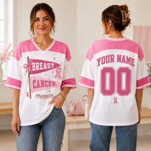 Sapelle Breast Cancer Awareness Graphic Tee Pink Ribbon Support Team Shirt