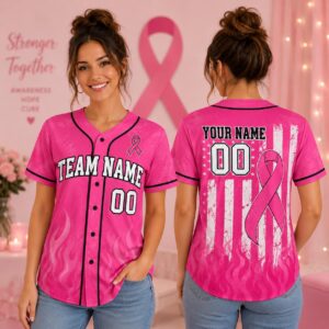 Sapelle Breast Cancer Awareness Graphic Tee Pink Ribbon Team Spirit Shirt