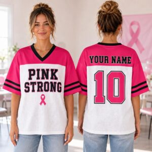 Sapelle Breast Cancer Awareness Graphic Tee with Pink Ribbon and Custom Name