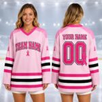 Sapelle Breast Cancer Awareness Hockey Jersey Pink Ribbon Team T-Shirt
