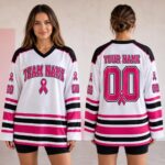 Sapelle-Breast-Cancer-Awareness-Pink-Out-Hockey-Jersey-Graphic-Tee Sapelle Breast Cancer Awareness Pink Out Hockey Jersey Graphic Tee