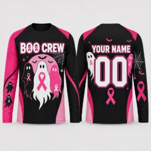Sapelle Breast Cancer Boo Crew Long Sleeve Graphic Tee