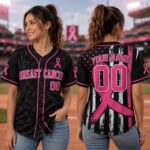 Sapelle Breast Cancer Warrior Custom Button Up Graphic Tee and Baseball Jersey