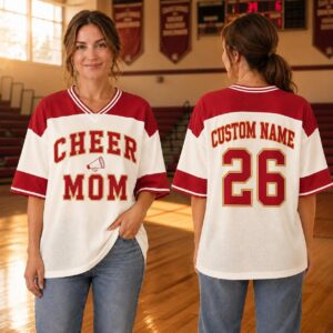 Sapelle Cheer Mom Football Jersey Custom Name Number Graphic Tee