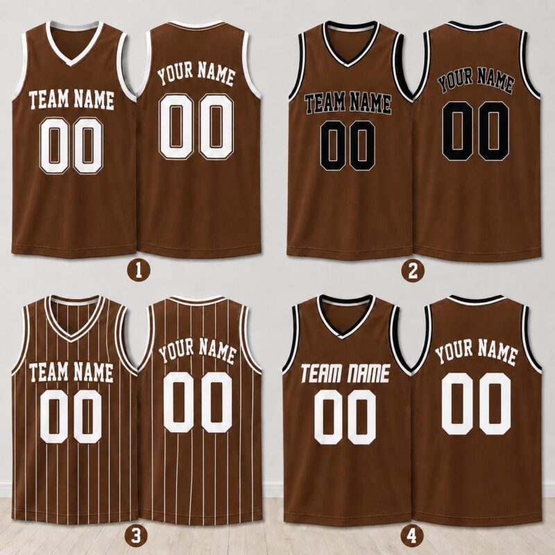 Sapelle-Custom-Basketball-Brown-Striped-Sports-Team-Matching-Family-T-Shirt Sapelle Custom Basketball Brown Striped Sports Team Matching Family T-Shirt