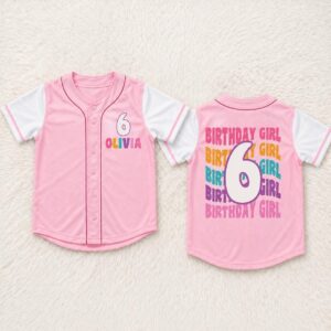 Sapelle Custom Birthday Party Outfit Baseball Jersey Graphic Tee for Girls